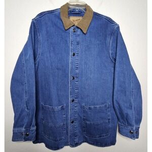 The Vermont Barn Coat Denim‎ Corduroy Collar Womens Sz Large Outdoorsy Farm